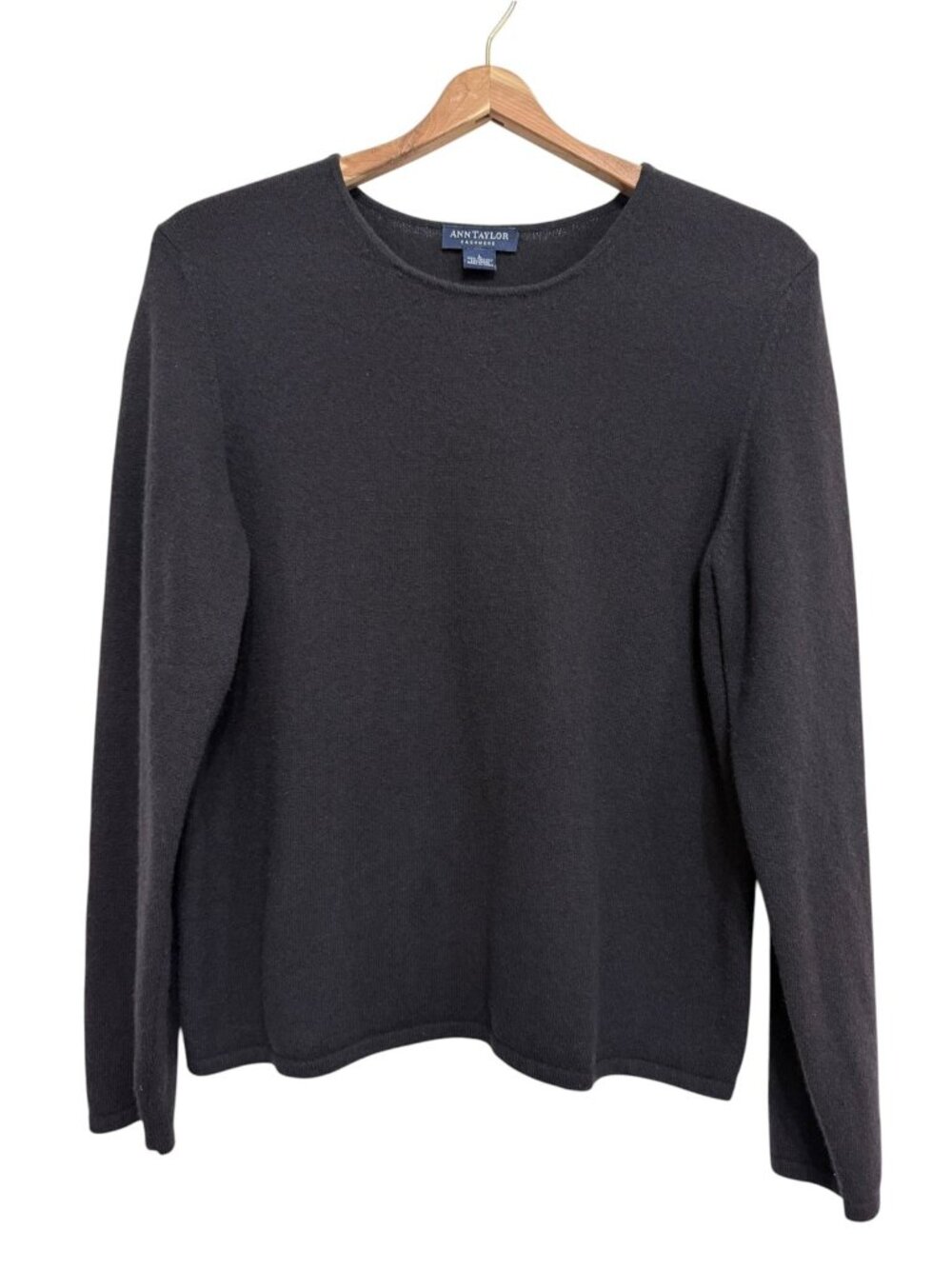 Ann Taylor Size Large 100% Cashmere Sweater Black Long Sleeve Knit Solid